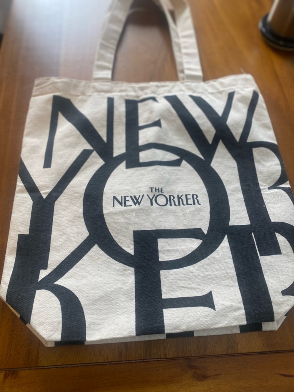 The New Yorker Logo Canvas Tote Bag Reusable - Black on Natural